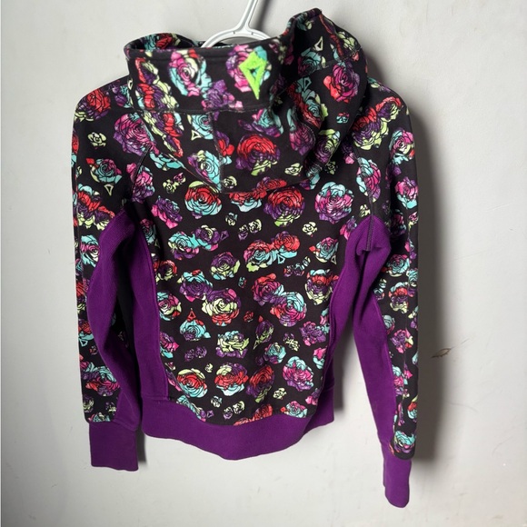 Ivivva (kids Lululemon) zip up sweater remix hoodie sz 14 youth purple floral - Picture 4 of 4